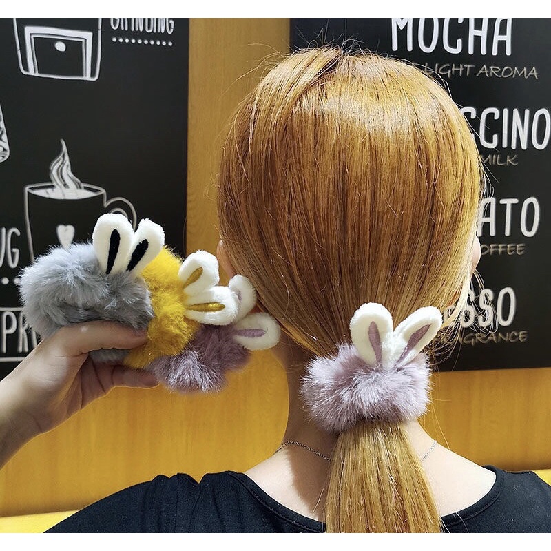 Cột tóc thun bọc lông thỏ, dây chun buộc tóc Hàn Quốc, phụ kiện tóc cho nữ và bé gái (Mã CT)