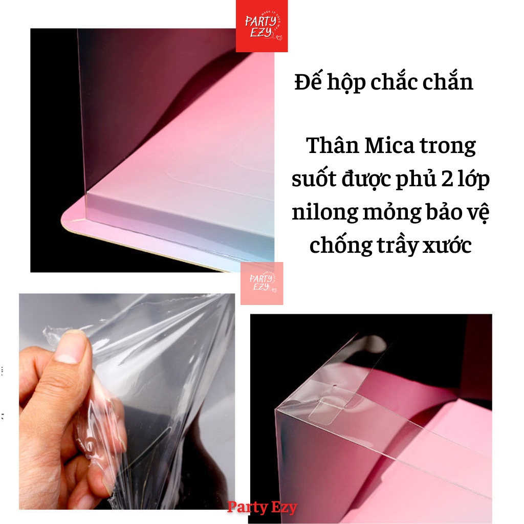 HỘP BÁNH KEM MICA TRONG SUỐT MÀU LOANG GRADIENT