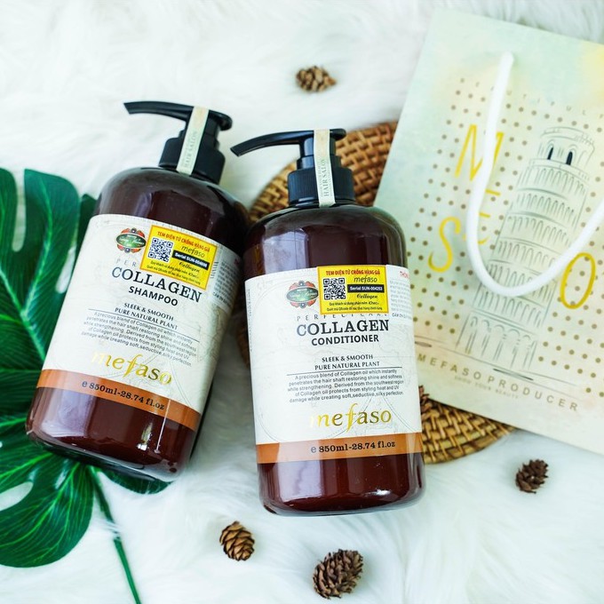 Cặp Dầu Gội - Xả Mefaso collagen Chính Hãng