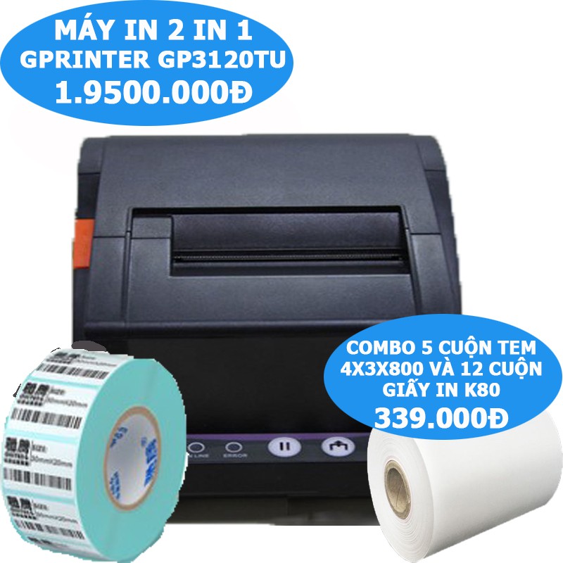 Combo[Máy in hóa đơn + Máy scan mã vạch] Gói sản phẩm ưu đã hỗ trợ bán hàng cho shop mini