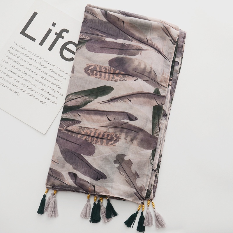 Khăn Choàng Cotton Lanh Phối Tua Rua Phong Cách Bohemian Thời Trang