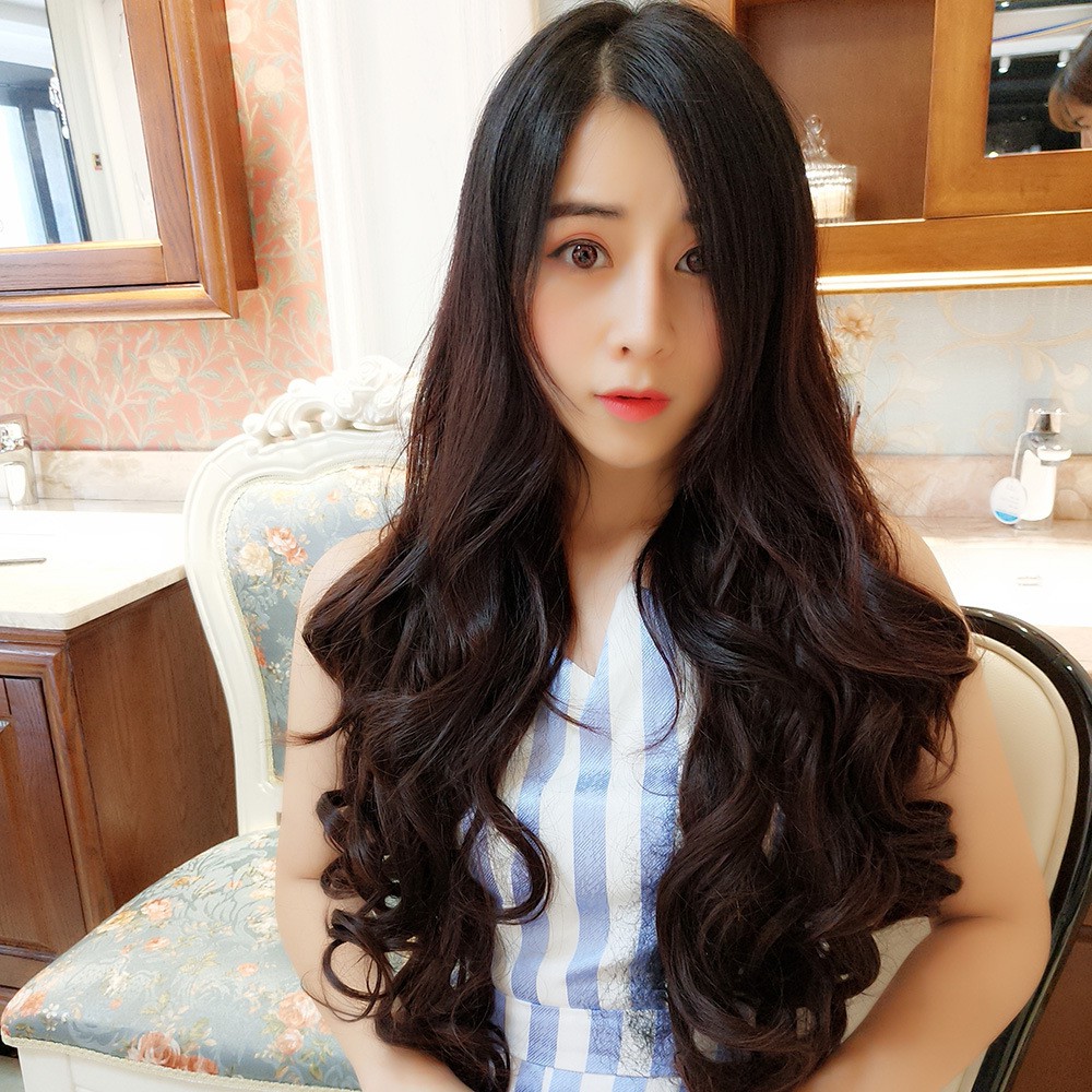 Tóc giả nữ kẹp nửa đầu 40cm F701A 😍FREESHIP😍 Tóc giả kẹp 5 phím xoăn, kẹp dải tóc giả, tóc giả kẹp phím