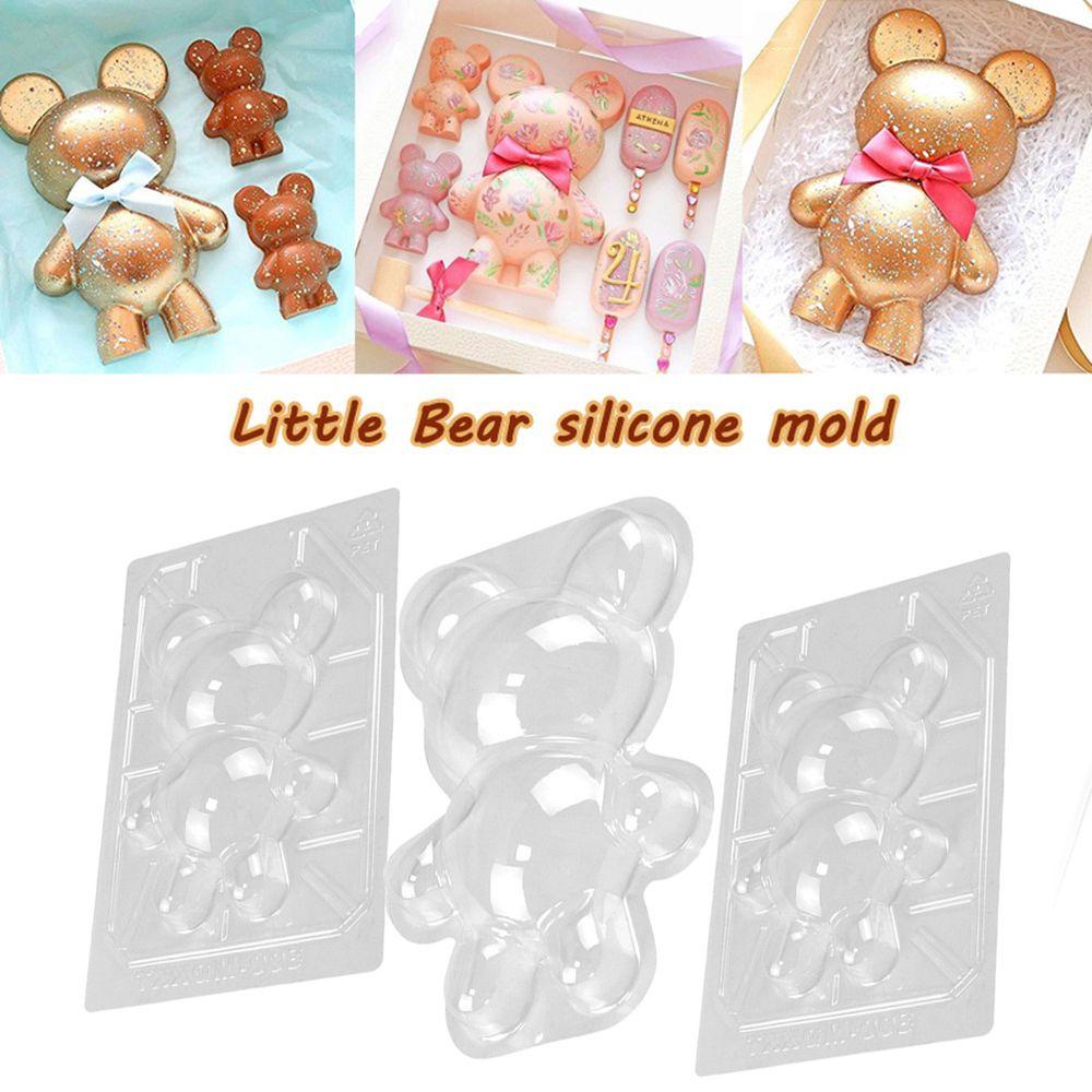 Bộ 3 Khuôn Làm Bánh Hình Gấu 3D Bằng Nhựa Epoxy Độc Đáo Tiện Dụng
