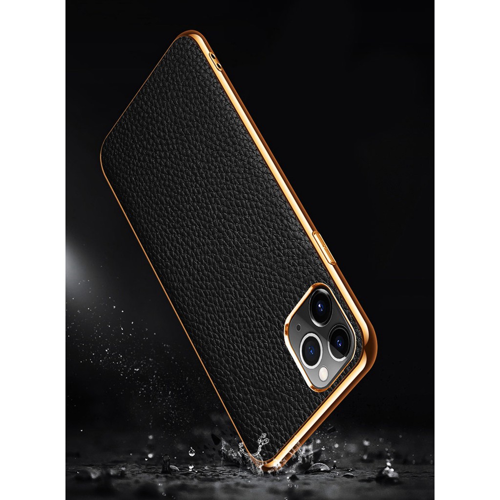 Ốp điện thoại da viền mạ vàng dành cho iPhone 12 11 Pro Max 11 12 Mini | BigBuy360 - bigbuy360.vn
