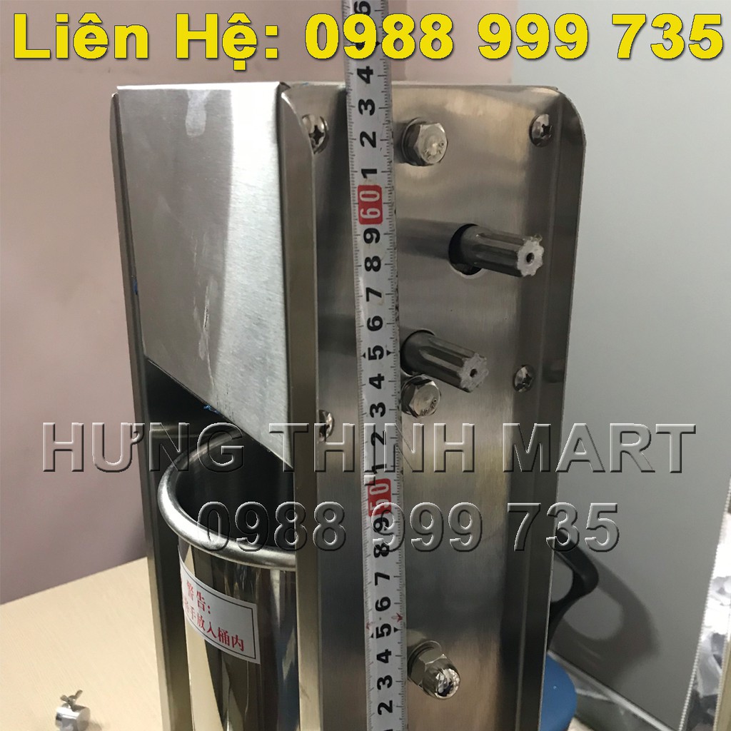 Máy đùn xúc xích bằng inox không gỉ sét, nhồi xúc xích dùng gia đình 5 lít.