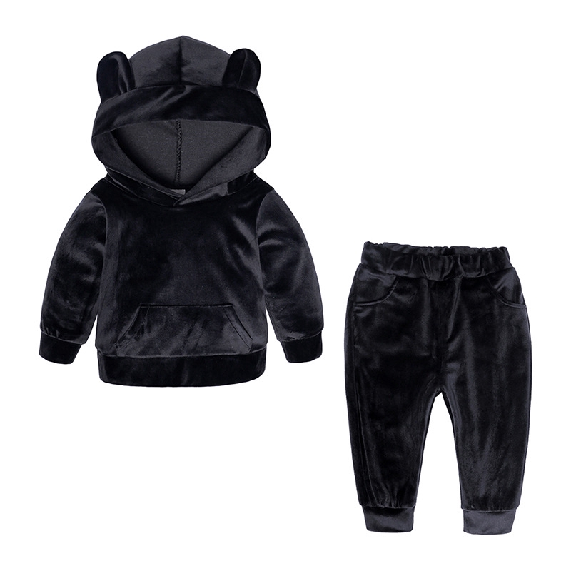 Bộ Trang Phục 2 Mảnh MANVIN BABY Áo Hoodie + Quần Dài Thể Thao Cho Bé