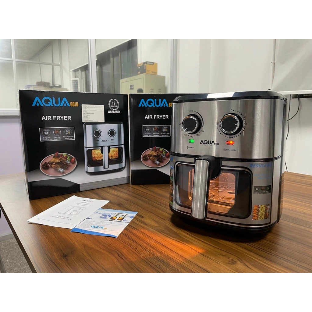 Nồi chiên không dầu AQUA 9.5L - bảo hành 12 tháng - mặt kính
