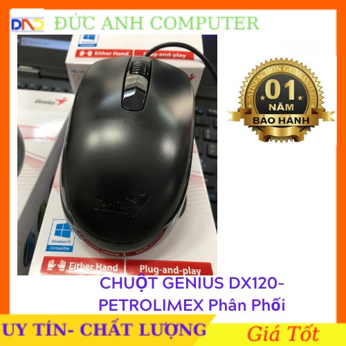 Chuột Máy Tính ⚡ Free Ship ⚡ Chuột Máy Tính GENIUS DX120 -  Chuẩn 1000 DPI - Cổng USB, Chính Hãng Bảo Hành 12 Tháng