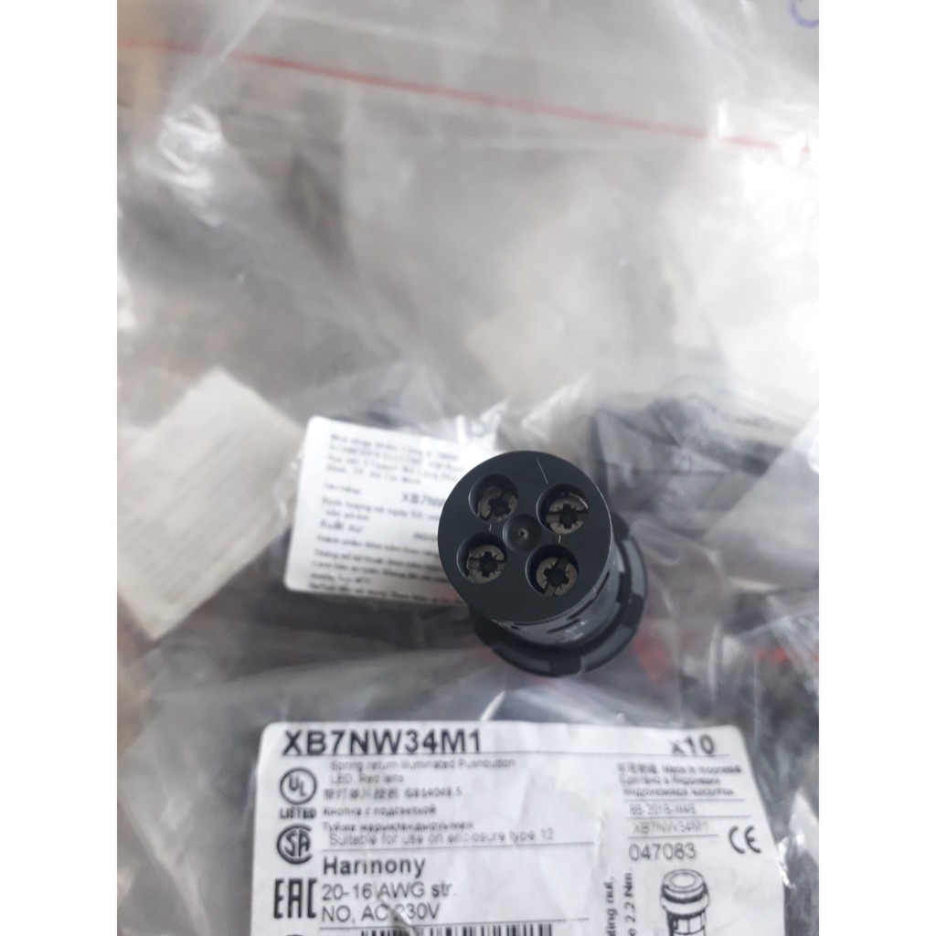 Nút nhấn có đèn XB7NW34M1 Schneider , phi 22mm, Đèn màu đỏ 220V
