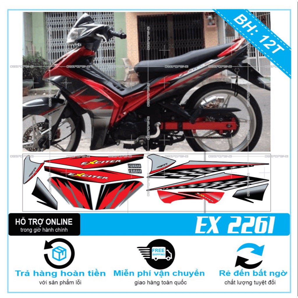 TEM RỜI EX 2010 ĐỎ ĐEN 2261 -- SHIN DECAL 2