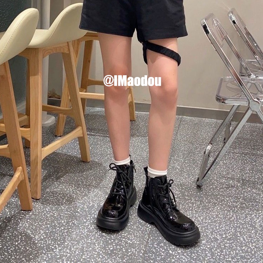 IMAODOU Giày boot martin đế bằng thiết kế mới thời trang thu đông trẻ trung cho nữ