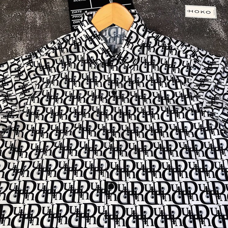 Áo sơ mi Nam Nữ 🔅FULL SIZE🔅 Áo sơ mi 3D cộc tay form rộng họa tiết Dior chất vải mềm mịn, thoáng mát chuẩn size