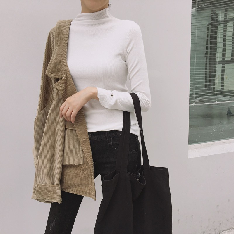 【Miss Sumey】Women Korean Long Sleeve T-Shirts Solid Slim Blouse | WebRaoVat - webraovat.net.vn