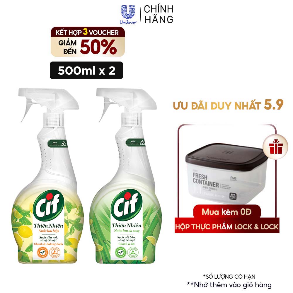 Combo 2 Nước Lau Đa Năng Cif Thiên Nhiên 500ml
