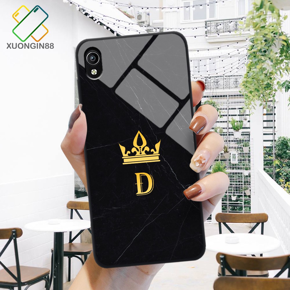 Ốp lưng kính VIVO Y91C in 3D hình chữ cái vân đá