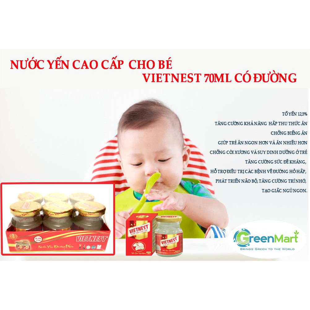 Combo 6 lọ nước yến cao cấp chưng sẵn nhiều dinh dưỡng, protein, chất đạm và vitamin cho bé VIETNEST For Kids 70ml