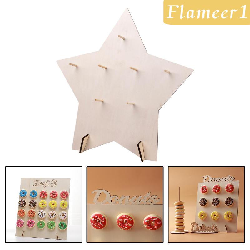 [Flameameer1] Giá Đỡ Trưng Bày Bánh Donut Bằng Gỗ Hình Ngôi Sao Kích Thước 38cm