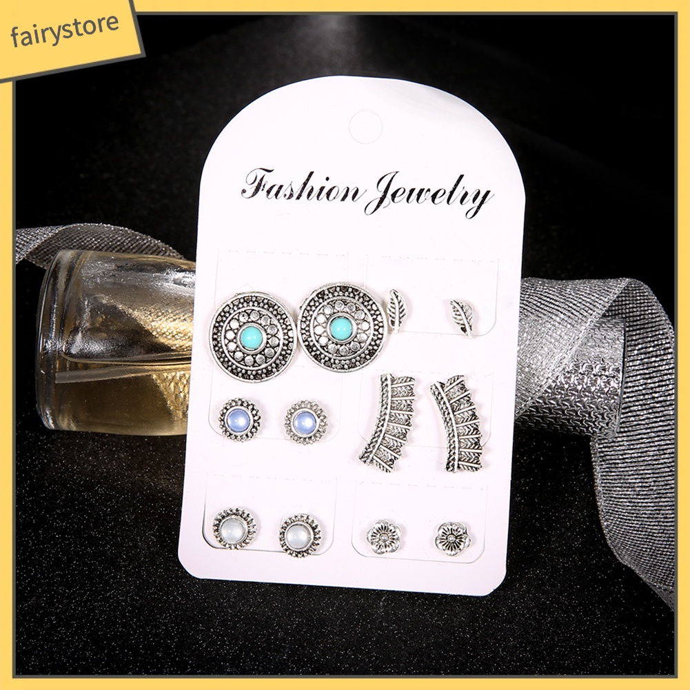 Bộ 6 đôi khuyên tai thời trang Boho cho nữ