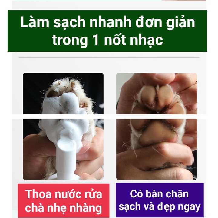 Bọt rửa chân cho chó mèo DorriKey 150ml - Dụng cụ làm sạch bàn chân cho thú cưng