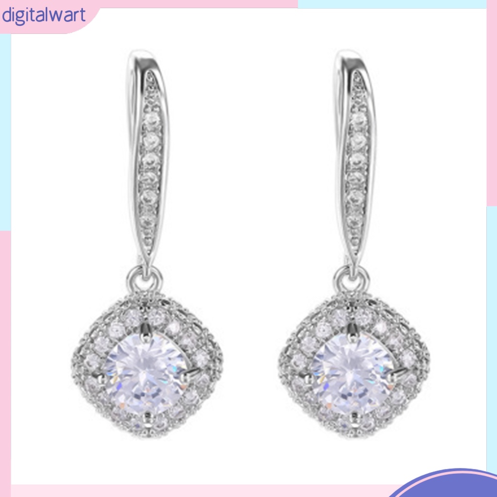 Khuyên tai dáng dài đính đá Zirconia phong cách thời trang cho phái nữ