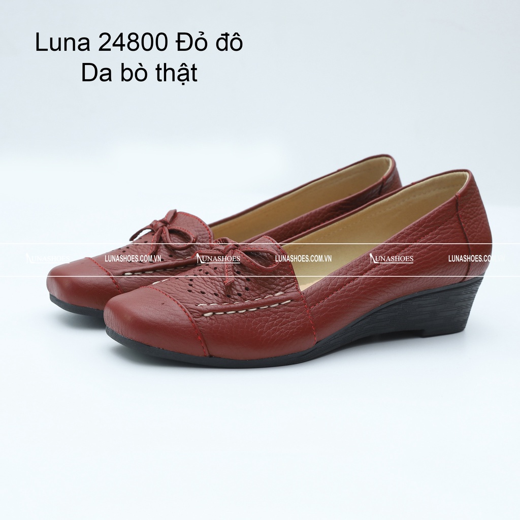 Giày trung niên nữ da bò Lunashoes 24800 giầy đế xuồng nữ 3p bảo hành 2 năm bong nổ sẵn hàng