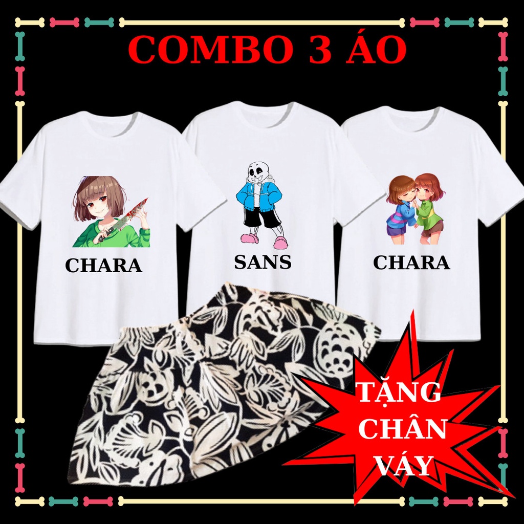 Combo 3 Áo Chara bé gái tay ngắn đủ size áo Tặng chân váy cotton xịn xò cho bé gái