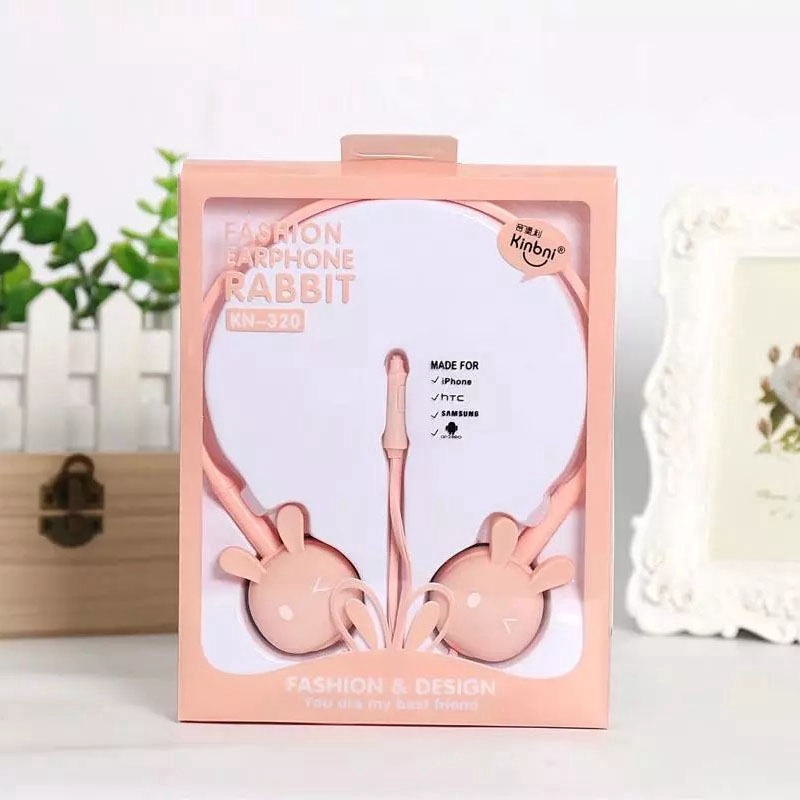 Tai nghe chụp tai có dây giắc cắm 3.5mm trang trí hình chú thỏ màu sắc ngọt ngào đáng yêu dành cho nữ