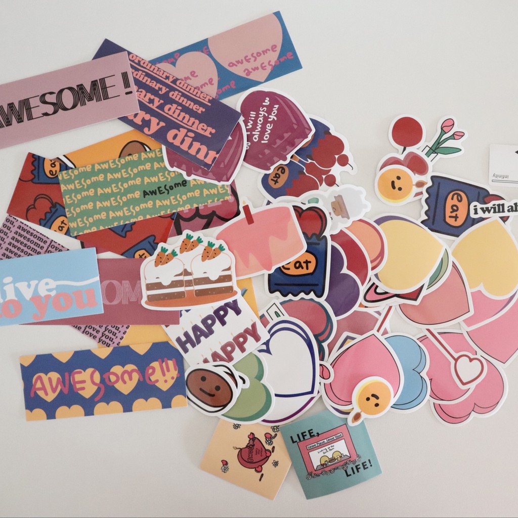 Set miếng dán dùng trang trí thủ công họa tiết dễ thương phong cách Hàn Quốc