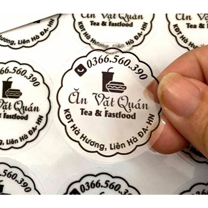 In tem, Tag mác, logo, sticker, thiệp cảm ơn, tờ rơi cán bóng, bế theo yêu cầu | chỉ cần lột và dán