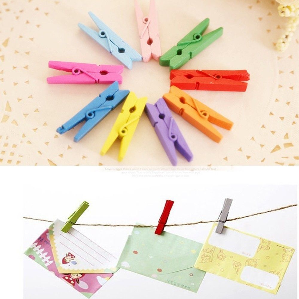 Kẹp gỗ mini nhiều màu sắc dùng để kẹp ảnh trang trí thủ công DIY