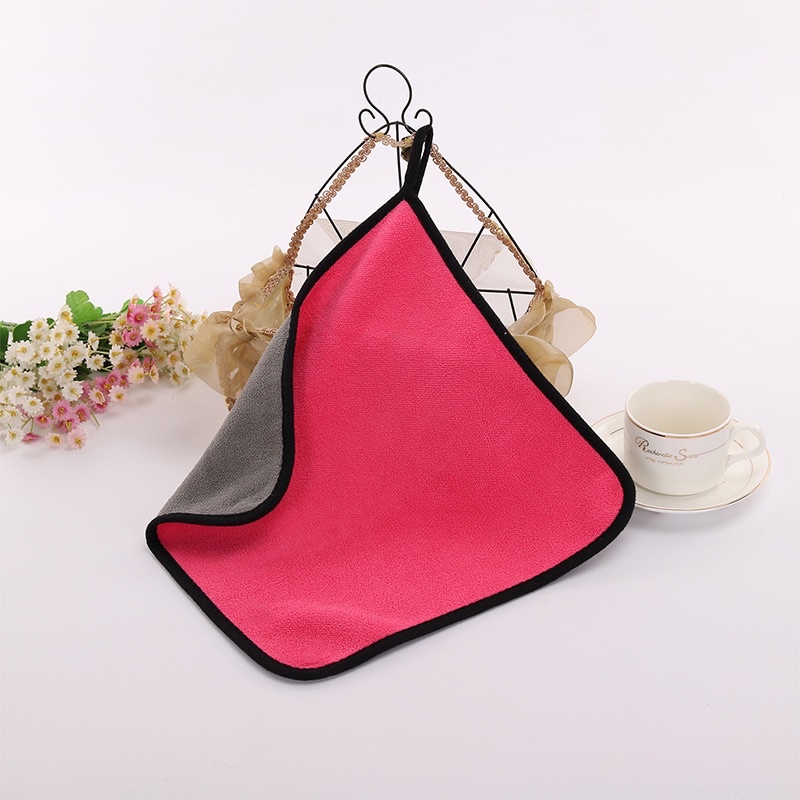 (khăn lau ô tô chuyên dụng) Khăn lau xe lông cao 2 mặt vàng xám 30*30cm