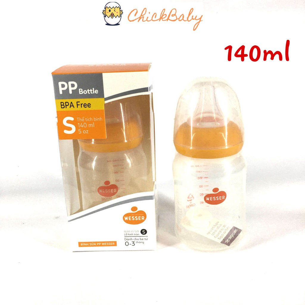 Bình sữa cho bé, nano wesser 60ml 140ml 260ml nhựa PP an toàn ChickBabyShop