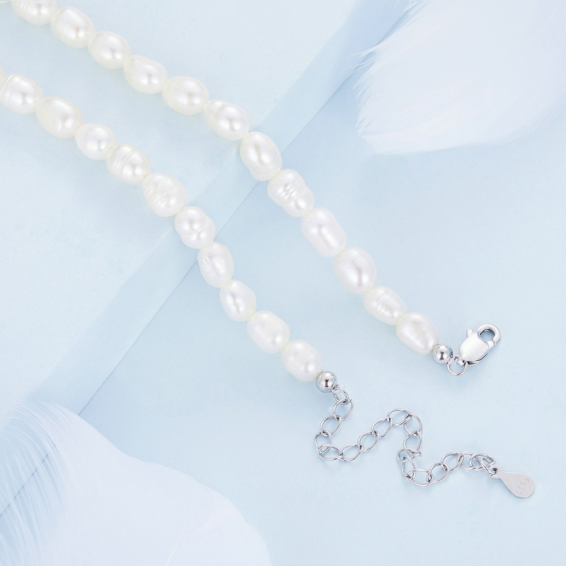 Vòng cổ BAMOER xi bạc 925 phối hạt ngọc trai giả thời trang cho nữ