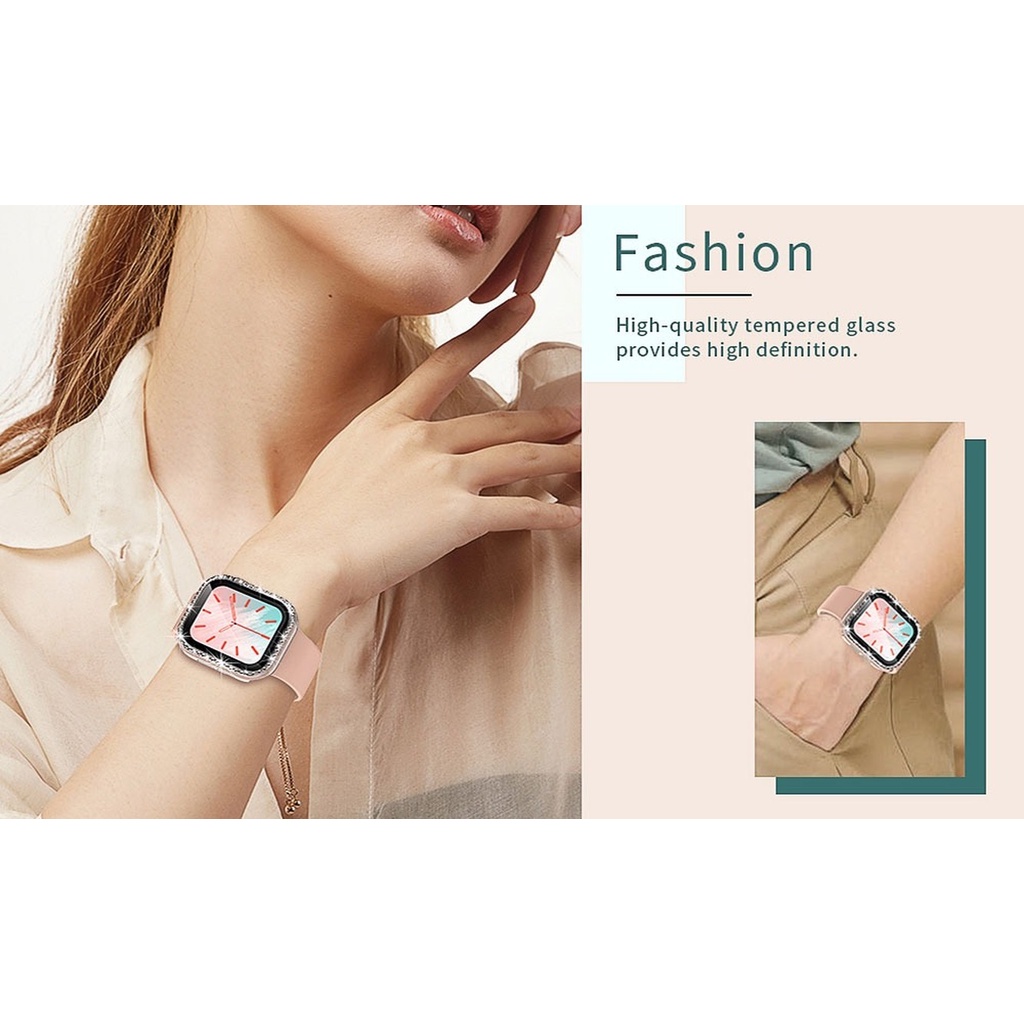 Ốp Bảo Vệ Đính Kim Cương Giả Dành Cho Đồng Hồ Apple Watch 41MM 45MM 44MM 40MM 42MM 38MM Series 7 6 5 4 3 2