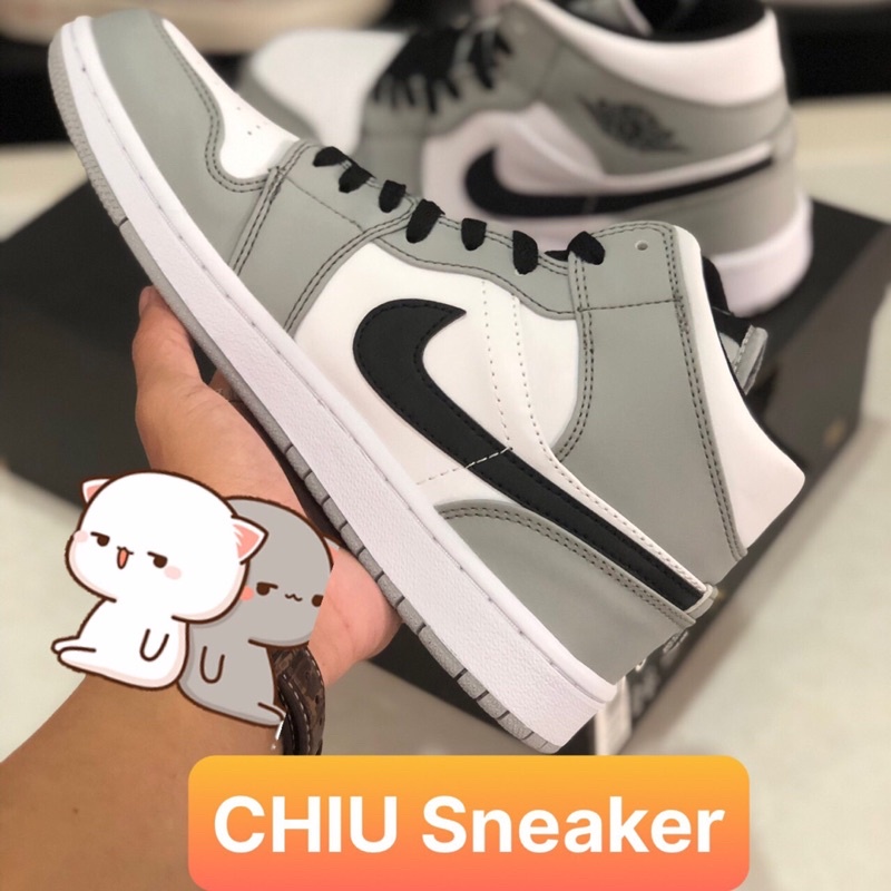 Giày Sneaker jd1 xám cổ cao phiên bản cao cấp giày thể thao Jordan mid smoke grey cao cấp
