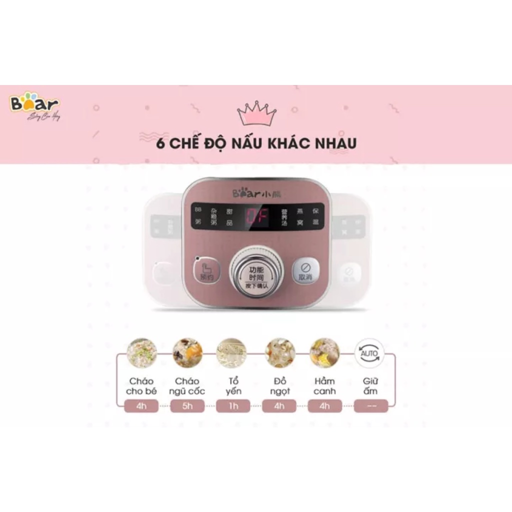 Nồi nấu chậm Bear 1l DDG-D10B1S hàng chính hãng