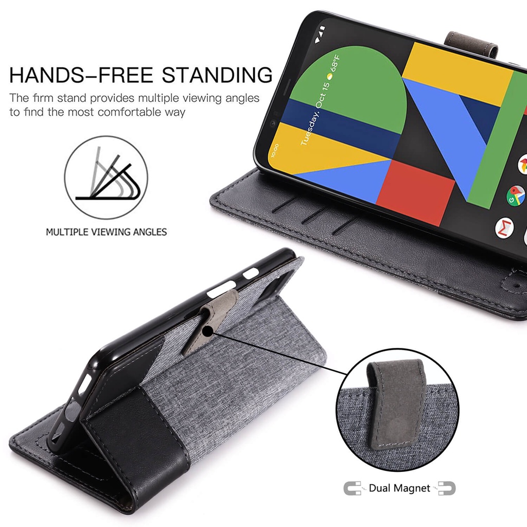 Ốp Điện Thoại Cho Google Pixel 7 7Pro 6A 6 6Pro 5 5XL 4A 4 3A 3 2⭐Ốp Điện Thoại Vải Canvas Nắp Gập Phối Da Cá Tính⭐Ốp Điện Thoại Thời Trang Cho 4XL 3AXL 3XL 2XL Pixel6A 4XL 3AXL