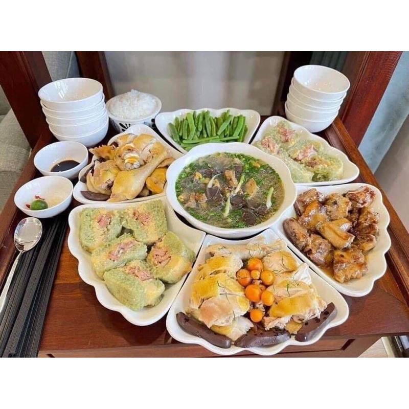 Bộ Bát Đĩa Hoa Mặt Trời Cúng Gia Tiên Sứ Bát Tràng Cao Cấp 2 Size Đựng Thức Ăn Ngày Lễ Tết Nhiều Mẫu