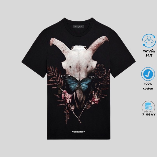 Áo thun Unisex MIKENCO , áo phông tay lỡ chất su phun hình đầu trâu siêu chất siêu sang cho giới trẻ