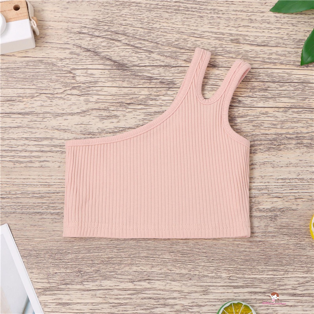 Áo Croptop Không Tay Màu Sắc Đơn Giản Dành Cho Bé Gái 2-7 Tuổi Thời Trang