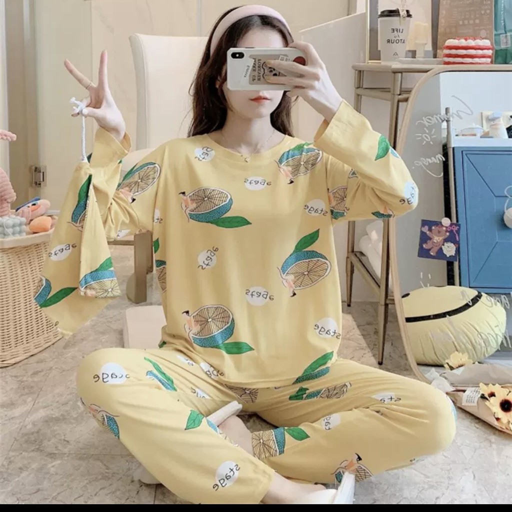 Đồ Bộ Nữ Thun Tay Dài Quần Dài Co Dãn 🍀 Bộ Mặc Nhà Dài Tay ( TẶNG kèm TÚI) | BigBuy360 - bigbuy360.vn