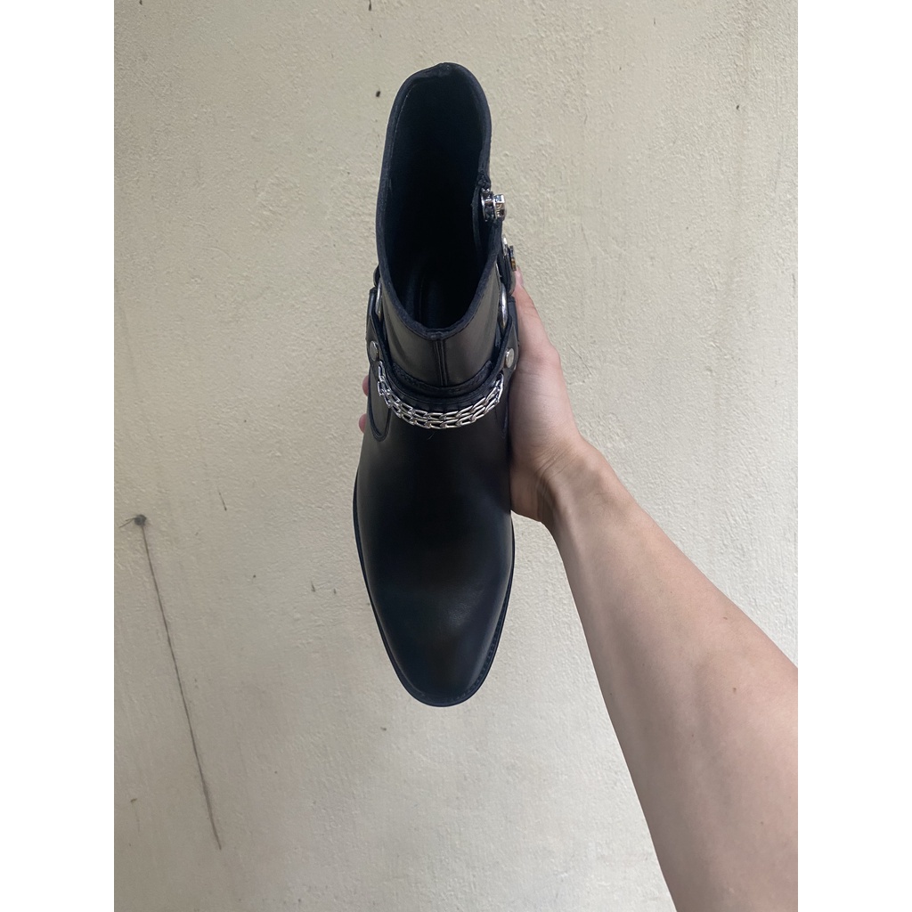 Giày Harness Boots màu đen khóa zip thời trang nam chất liệu da bò cao cấp | BigBuy360 - bigbuy360.vn