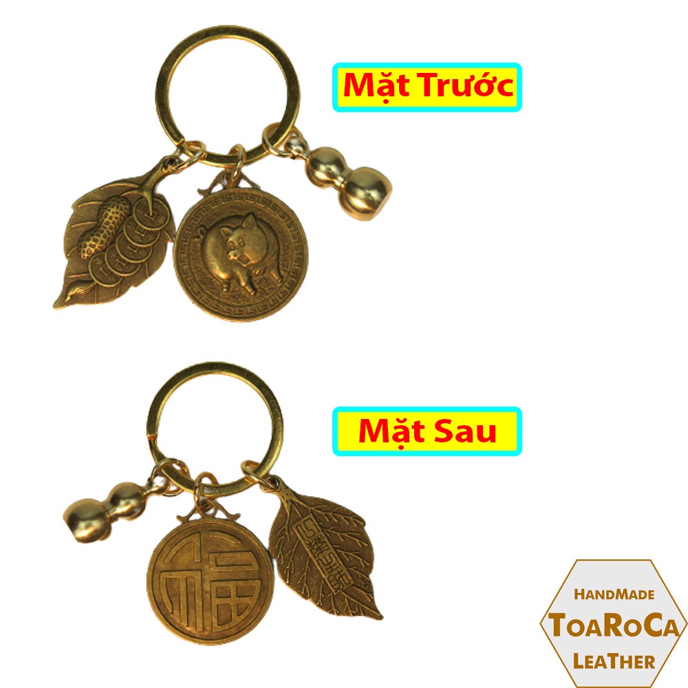 Móc khóa phong thủy 12 con giáp  chất liệu đồng thau mang lại tài lộc thu hút may mắn ô tô,xe máy