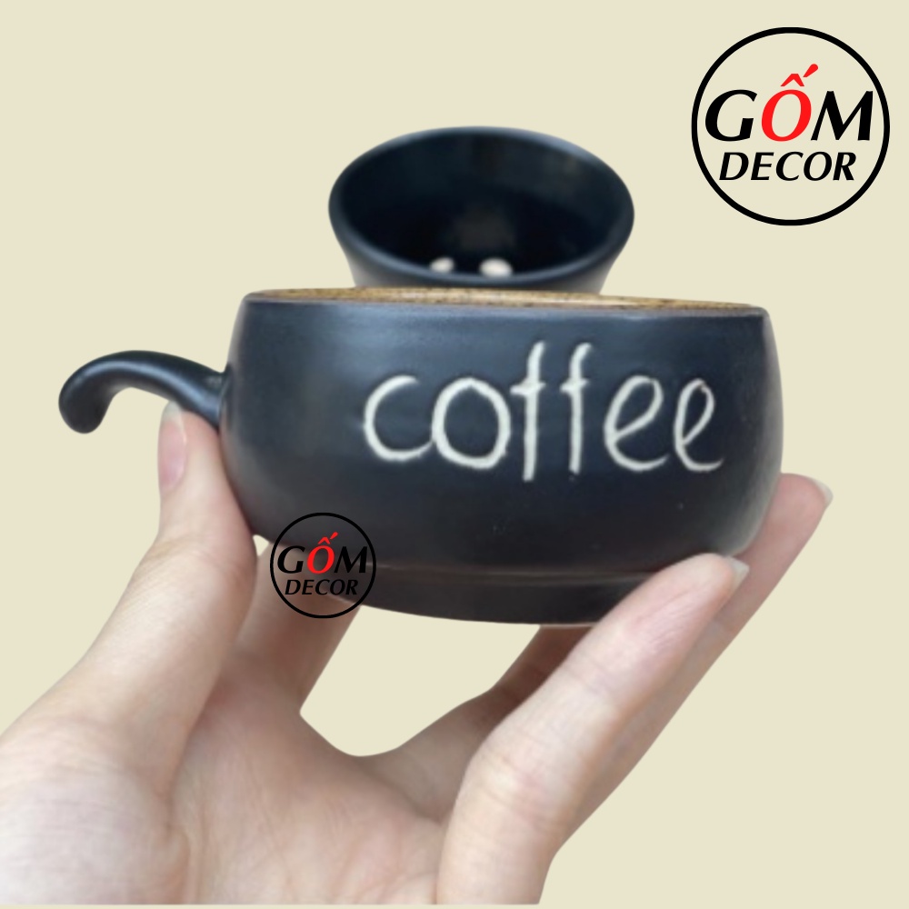 Bộ bếp tách đun hâm nóng cà phê bằng sứ, Bát Tràng chính hãng