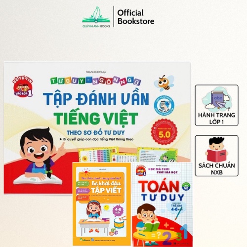 Sách Combo - Tập đánh vần Tiếng Việt phiên bản mới 5.0 có quét mã QR và toán tư duy, khởi đầu tập viết - NPH Việt Hà