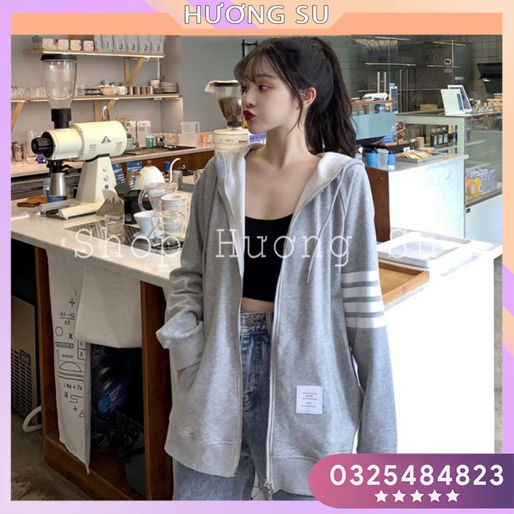 Áo khoác nỉ 3 sọc ngang tay Hương Su - PVN2475