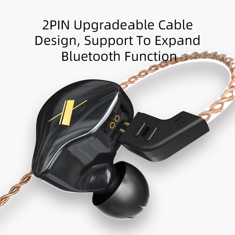 Tai nghe nhét tai FAAEAL KZ EDX 1DD HiFi có dây cáp 2 pin có thể tháo rời tiện dụng