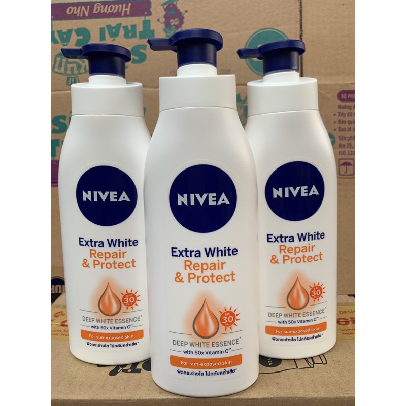 Sữa dưỡng thể dưỡng trắng Nivea giúp phục hồi &amp; chống nắng 350ml(Mầu Vàng)