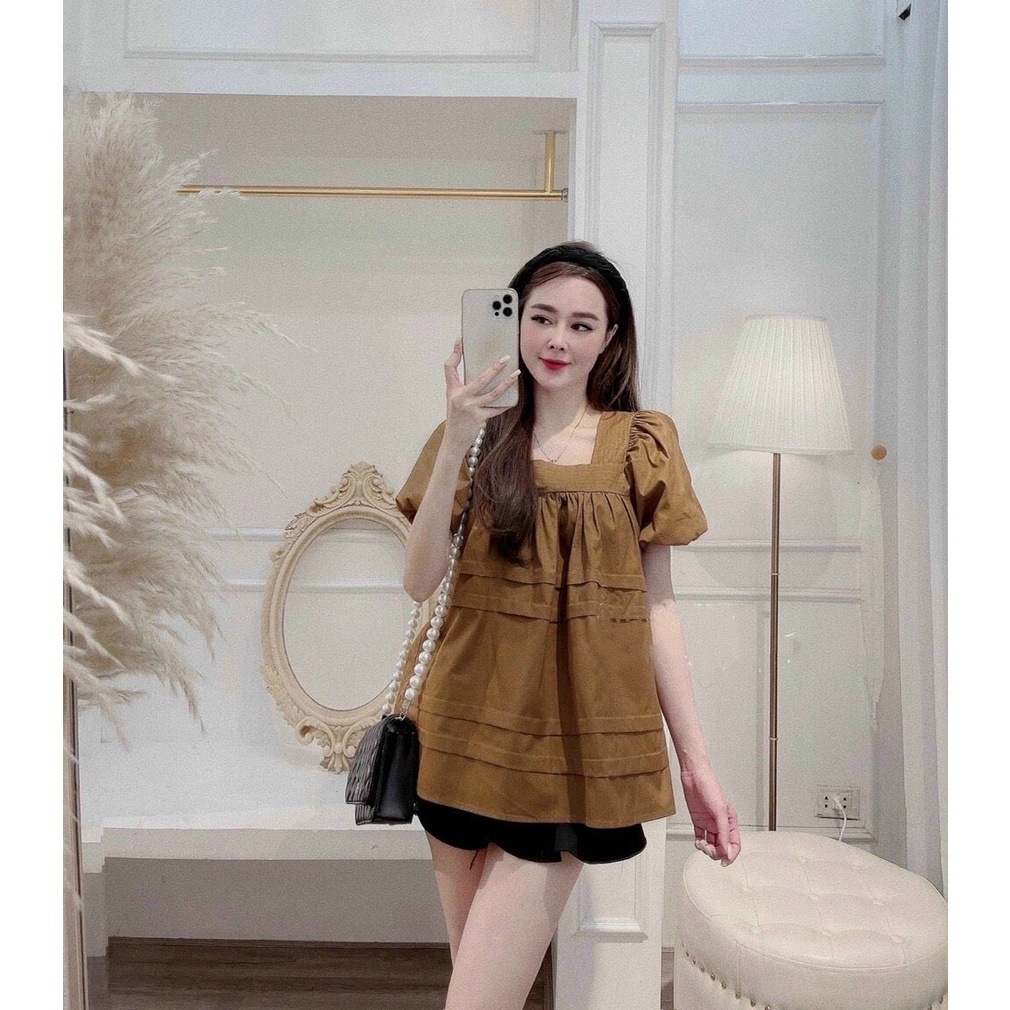 Áo bầu thời trang cổ vuông dáng suông babydoll 2mama xinh xắn mùa hè