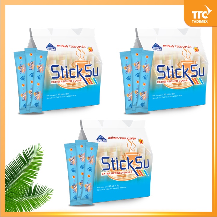 Combo 3 Túi Đường Sticksu 6g/que (túi 300g - 50 que)
